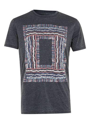 Topman Mens Black Globe Grey Square Print T-shirt*