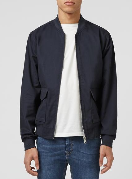 Topman Mens Blue Navy Cotton Bomber