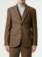 Topman Mens Brown Wool Blend Slim Fit Suit Jacket