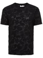 Topman Mens Black Paisley Mesh Devore T-shirt