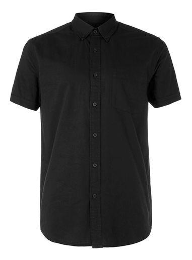 Topman Mens Black Oxford Button Down Casual Shirt