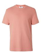 Topman Mens Pink Coral Ribbed Textured T-shirt