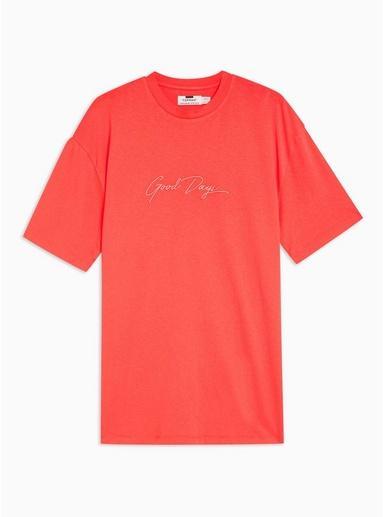 Topman Mens Orange 'good Days' Embroidered T-shirt