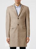 Topman Mens Beige Stone Wool Blend Smart Coat