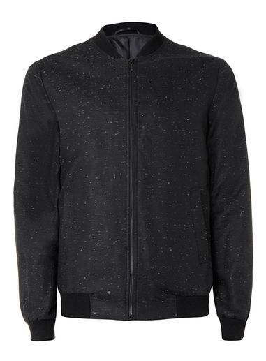 Topman Mens Co-ord Black Neppy Tailored Bomber Jacket