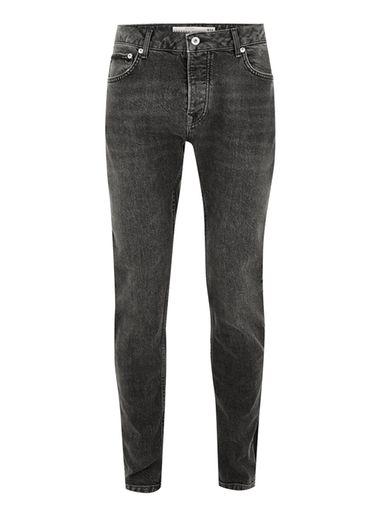 Topman Mens Washed Black Side Taping Stretch Skinny Jeans