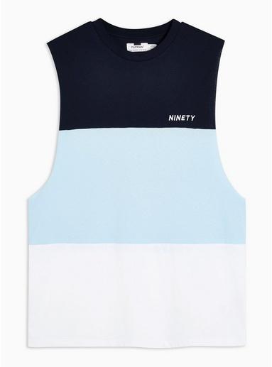 Topman Mens Multi Blue Panel Tank