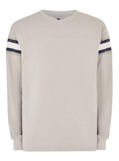 Topman Mens Stone V-neck Ribbed Sweatshirt