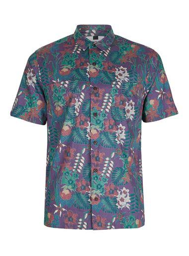 Topman Mens Multi Floral Print Short Sleeve Casual Shirt