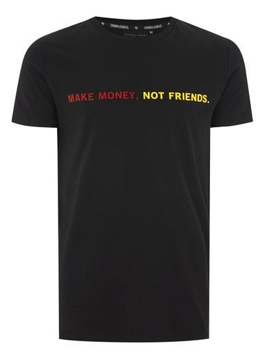 Topman Mens Criminal Damage Black 'money' T-shirt