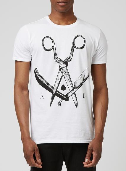 Topman Mens Art Disco White Clean Cut Print T-shirt*