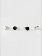 Topman Mens Black 3 Pack Metal Disk Earrings*