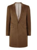 Topman Mens Brown Tobacco Cashmere Overcoat