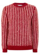 Topman Mens Red And White Mohair Sweater