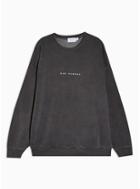 Topman Mens Christmas Black Wash Bah Humbug Sweatshirt