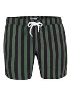 Topman Mens Green And Black Stripe Swim Shorts