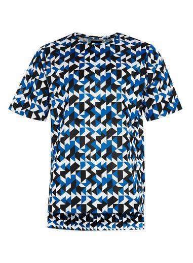 Topman Mens Multi Lux Fused Hem Geo Print T-shirt