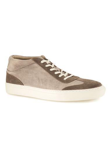 Topman Mens Green Khaki Leather And Suede Retro Boots