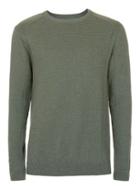 Topman Mens Khaki Ribbed Slim Fit Cotton Sweater