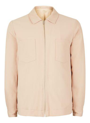 Topman Mens Brown Stone Zip Through Lightweight Formal Jacket