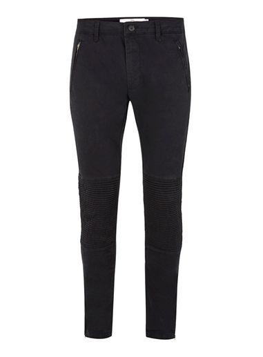 Topman Mens Black Biker Skinny Fit Chinos
