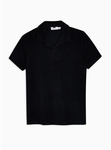 Topman Mens Navy Twill Revere Polo