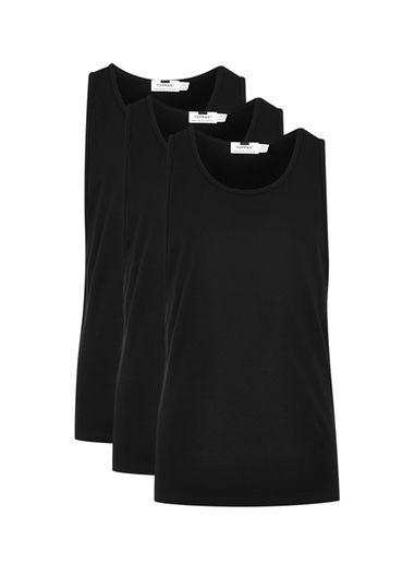 Topman Mens Black Muscle Tank Multipack*