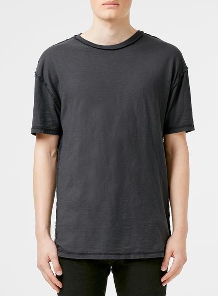 Topman Mens Washed Black Slubby Oversized T-shirt