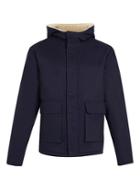 Topman Mens Blue Ltd Navy Faux Shearling Lined Parka Jacket
