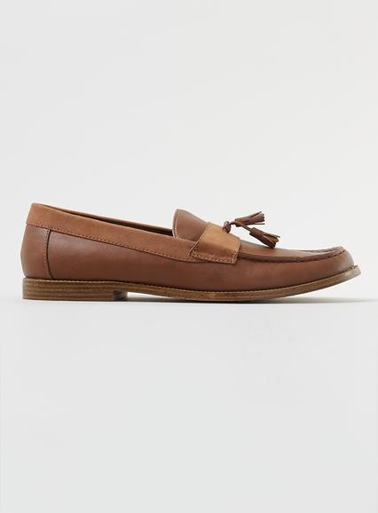 Topman Mens Brown Tan Suedette Tassel Loafers