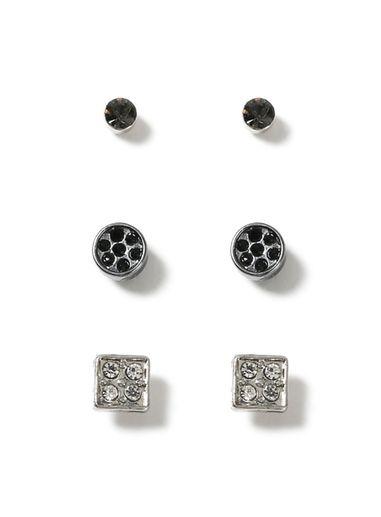 Topman Mens Metallic Crystal Earring 3 Pack*