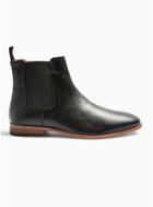 Topman Mens Black Real Leather Fenn Chelsea Boots