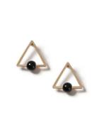Topman Mens Black Gold Look Triangle Ball Earrings*