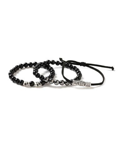 Topman Mens Black Beaded Skull Bracelet 3 Pack*