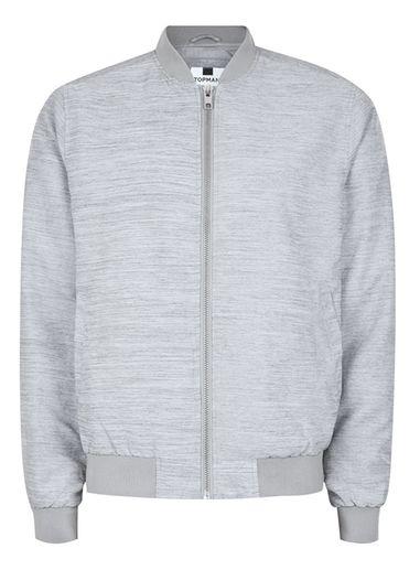 Topman Mens Grey Textured Bomber Jacket