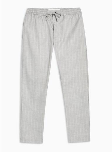 Topman Mens Grey Light Gray Skinny Stripe Trousers