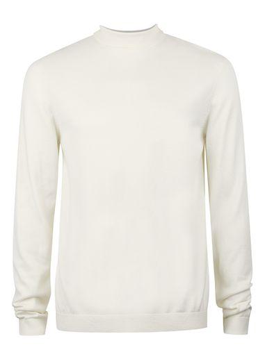 Topman Mens Off White Mini Roll Neck Sweater