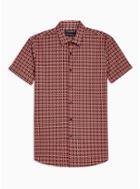 Topman Mens Red Rust Geometric Print Stretch Skinny Shirt