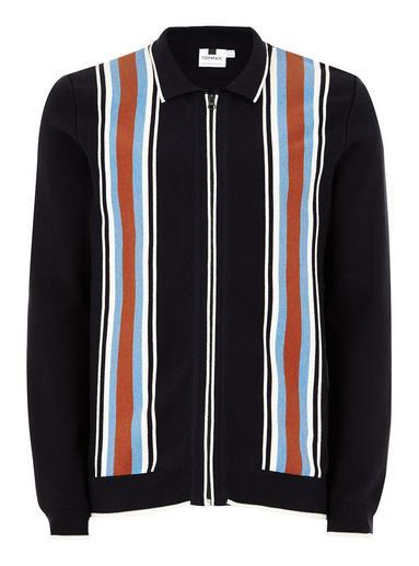 Topman Mens Navy Knitted Harrington Jacket