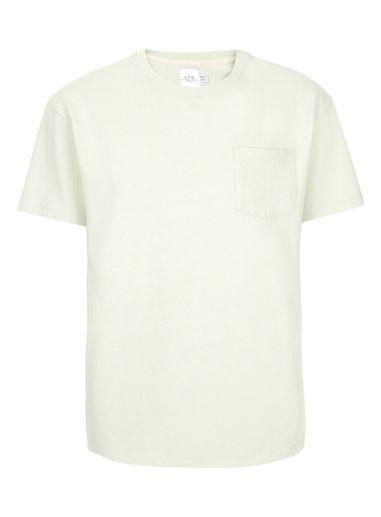 Topman Mens Ltd Washed Green Embroidered Short Sleeve T-shirt