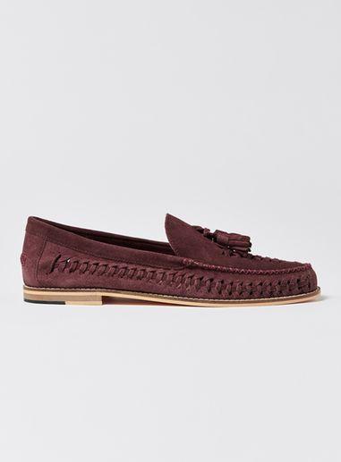 Topman Mens Red Burgundy Suede Weave Mantis Loafers *