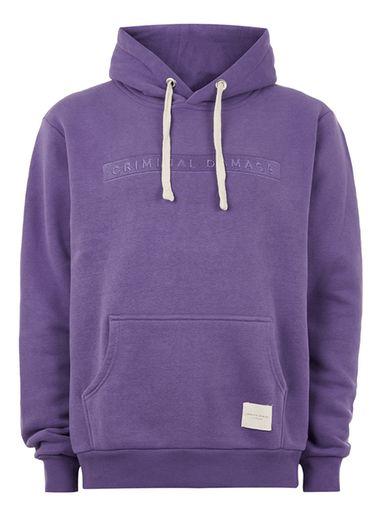 Topman Mens Criminal Damage Purple 'hiber' Hoodie
