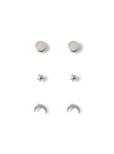 Topman Mens Silver Moon Earring Pack