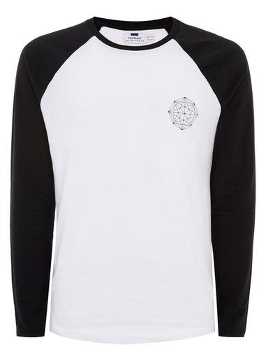Topman Mens Black And White Raglan T-shirt