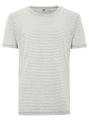 Topman Mens Grey Gray Linen Look Stripe T-shirt