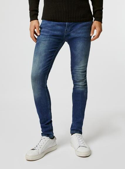 Topman Mens Mid Wash Blue Spray On Skinny Jeans