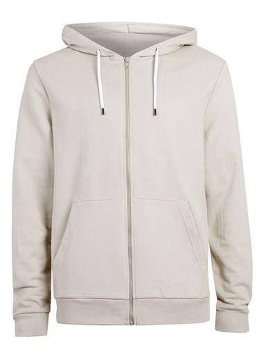 Topman Mens Stone Zip Through Hoodie