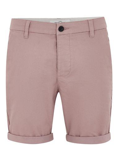 Topman Mens Dusty Pink Chino Stretch Skinny Shorts
