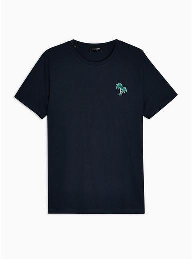 Selected Homme Mens Selected Homme Navy Palm Embroidered T-shirt