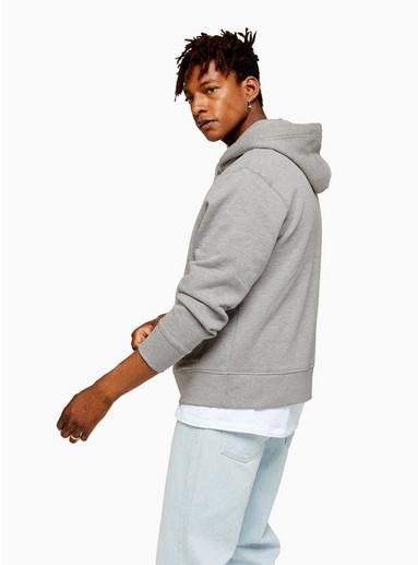 Topman Mens Grey 'worldwide' Long Sleeve Hoodie